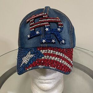 Denim/ Rhinestone Women’s Cap